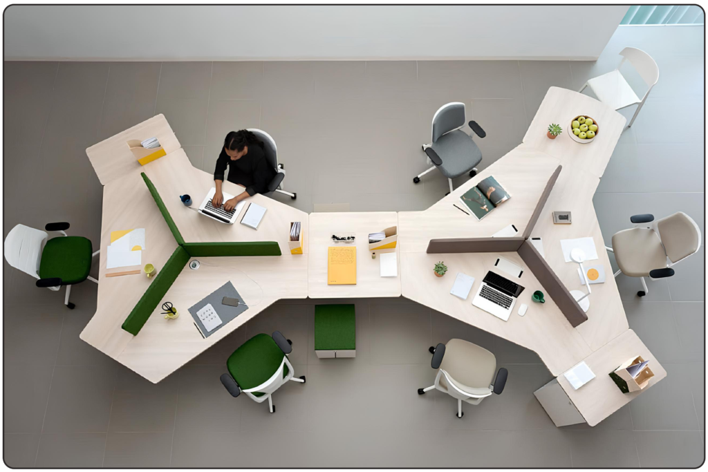 Collaborative workstation furniture for 6 peoples