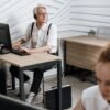 staff sitting on a work desk